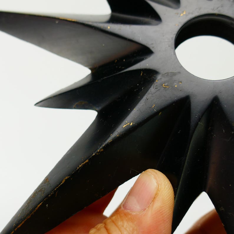 Vintage Large Atomic Black Starburst Plate Door Knob 1950s Mid Century