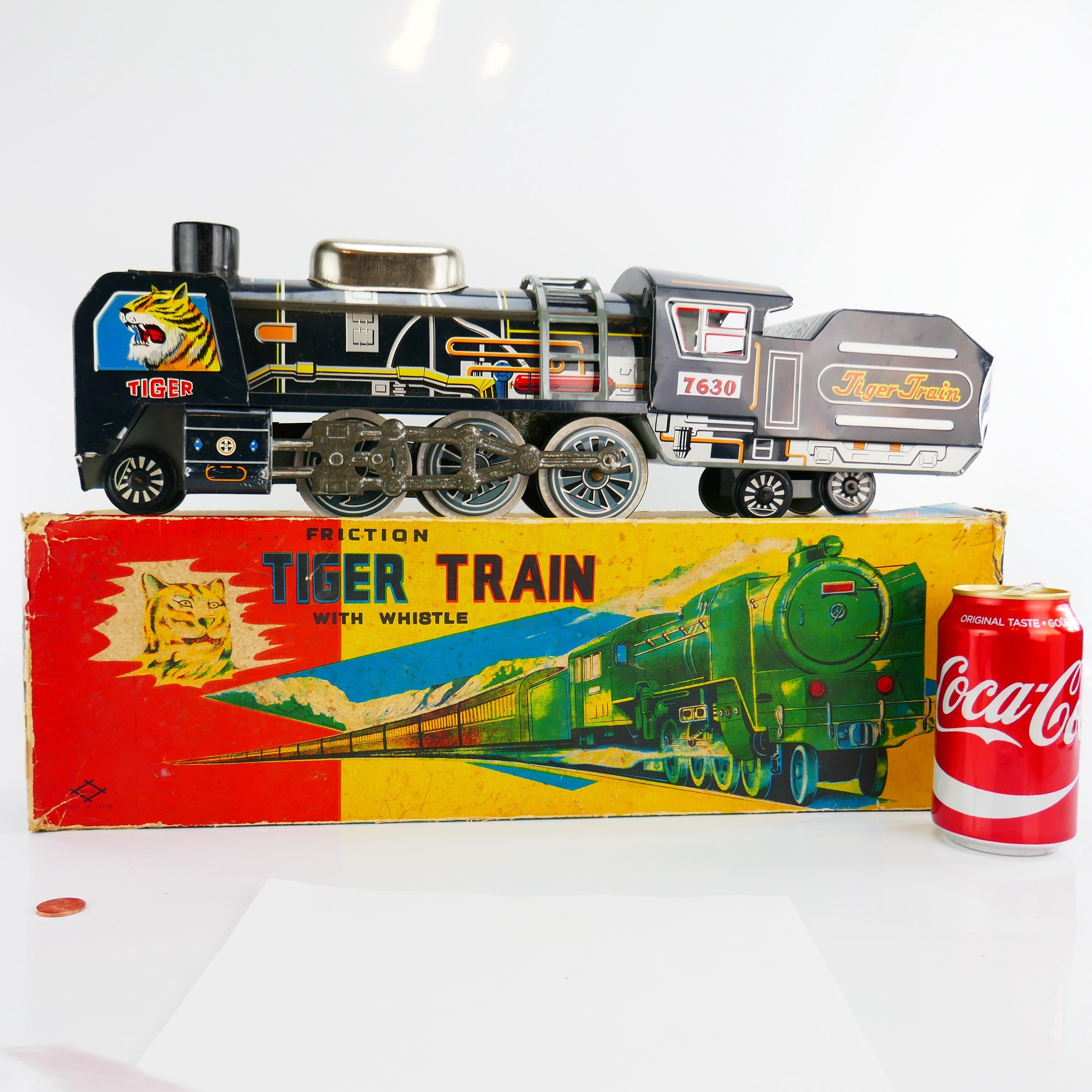Vintage TIGER TRAIN Tin Toys Japan Daiya Lithograph 60's in Box
