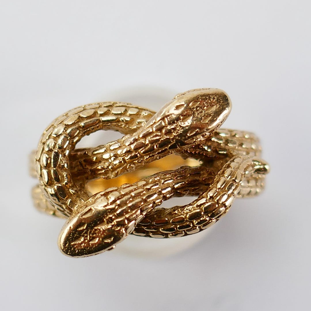 Vintage 10K Yellow Gold 2 Head Snake Ring Size 6 3/4 US Fine Jewelry ...