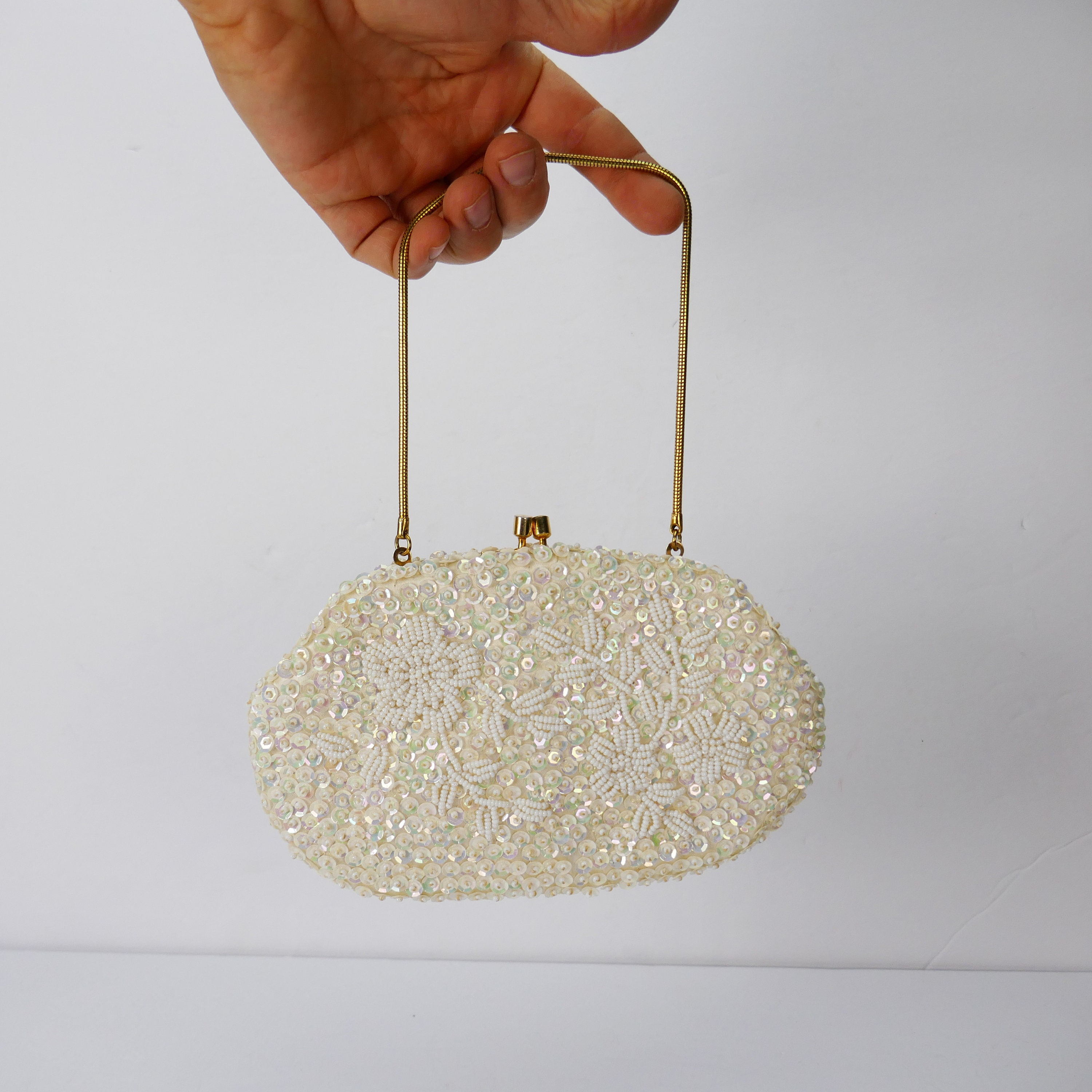 beige evening purse