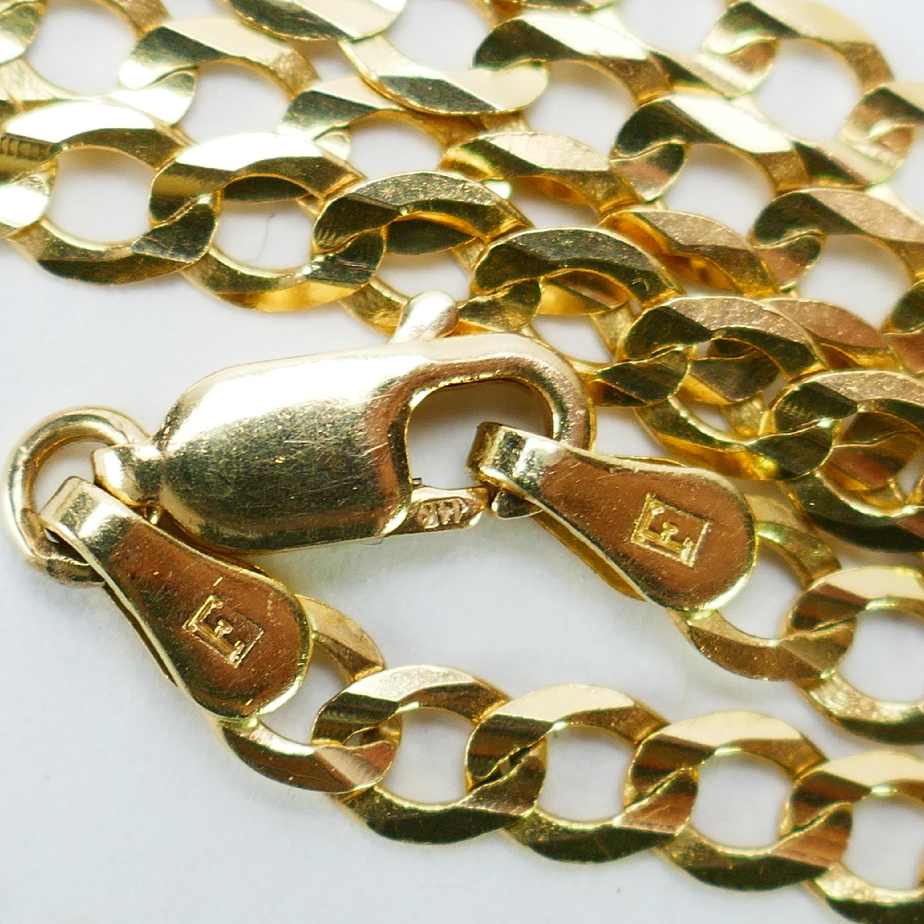 Curb Link Chain 14k Necklace Yellow Gold Vintage 24.5 Inches 4mm
