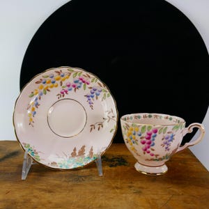Vintage Tuscan English Pink Tea Cup & Saucer Fine Bone China