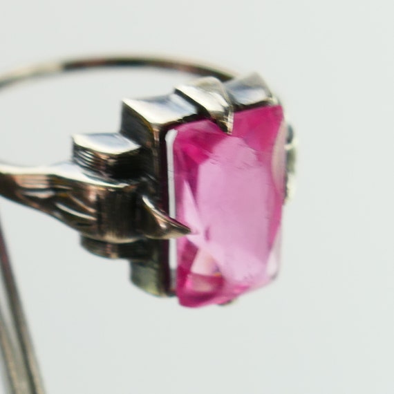 Vintage pink Sterling Silver 925 art deco Ring Si… - image 3