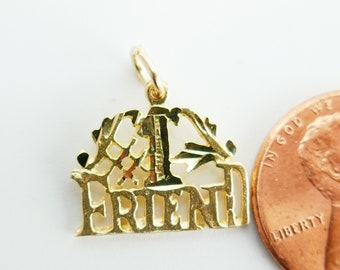 Vintage 10k Yellow Gold Pendant #1 Friend open work Gift for Best friend - Solid Gold -  Fine Jewelry
