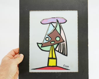 Grabado antiguo USADO de Picasso, Serie Clásicos Modernos, Retrato de Olga Still