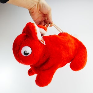 Vintage Duplo Lego Red Carry Bag Plush Rabbit Bunny  Key Chain 1980s