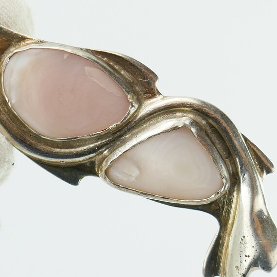 Vintage pink mother pearl teardrop pendant Handma… - image 5