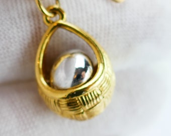 Joan Rivers Enamelled Charm extender Pendant - Gold tone Faberge Egg inspired basket mushroom silver tone
