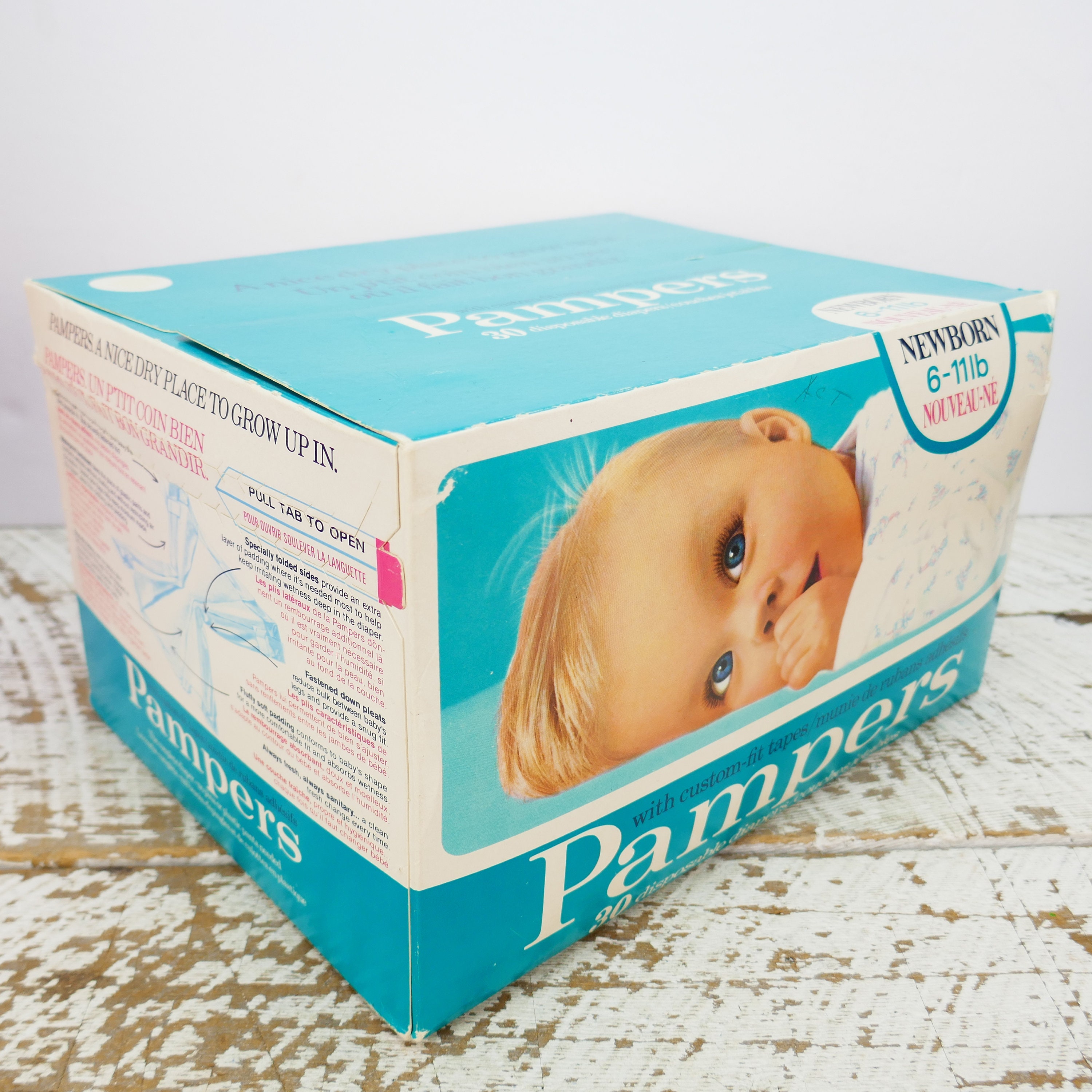 Vintage 1970 s Boxe Pampers Disposable Diapers For Babies Retro Baby kids COLLECTIBLE bilingual NOS Etsy Polska