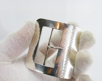 Hebilla de cinturón vintage de plata de ley 925 con flores