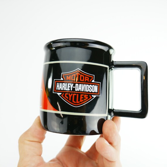 Harley Davidson Mug Black and Orange Advertising Etsy