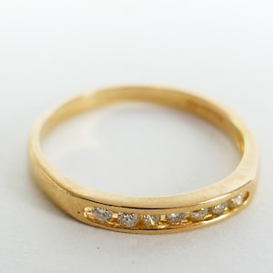 Vintage 585er Gelbgold Diamanten Ringschiene Größe 55 US minimalist zart Solid Gold Fineschmuck
