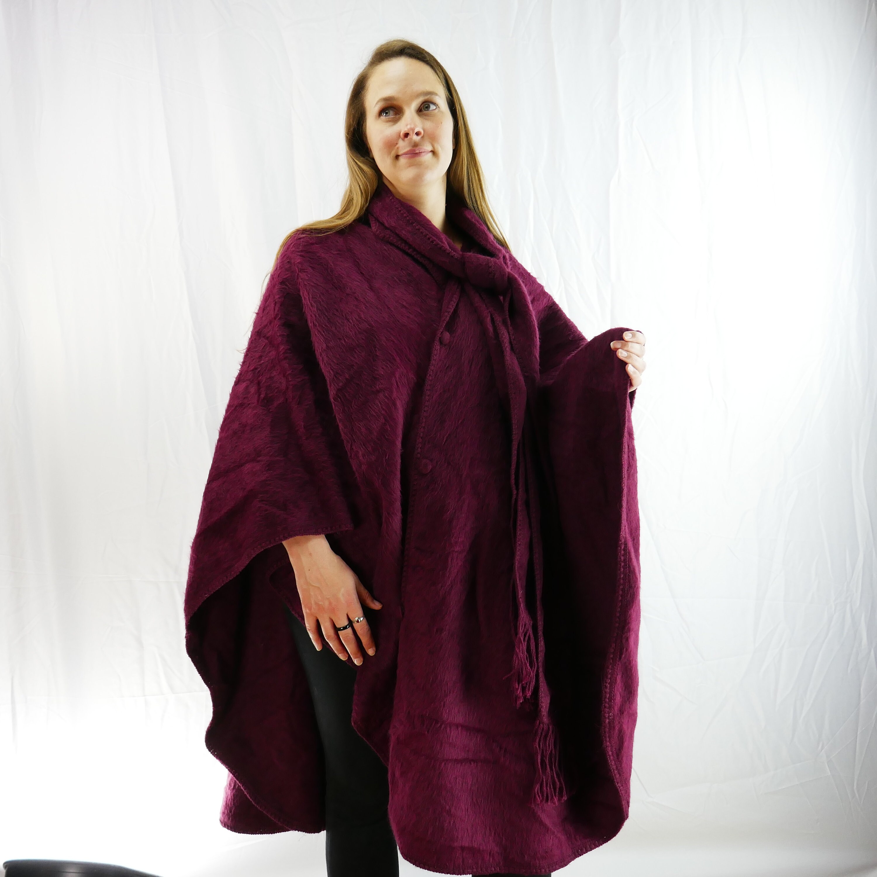 Burgundy Poncho Cape - Etsy