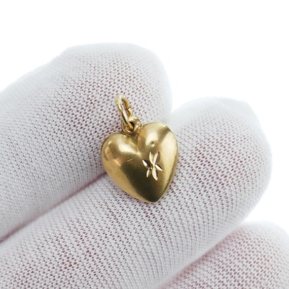 10K Yellow Gold Heart Charm Pendant Good Luck 3D Matte Color - Etsy