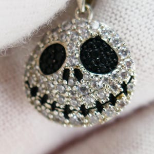 Vintage Disney Strass Anhänger Jack Skellington + Gliederkette Silber 925