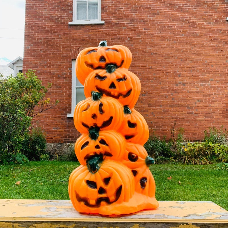 Vintage Plastic Blow Mold Stacked Pumpkin JackOLantern Etsy