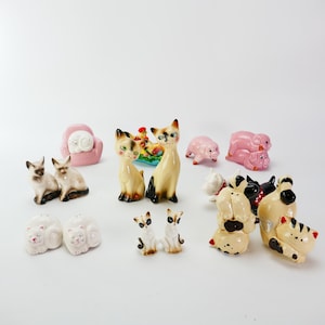 Salt and Pepper Shakers Vintage Cats kitty Scottie dog Chicken