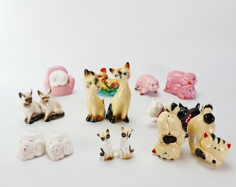 Salt and Pepper Shakers Vintage Cats kitty Scottie dog Chicken