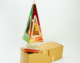 Vintage Japan Musical Christmas Tree Gold foil Rotary
