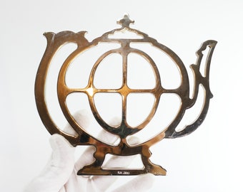 Vintage Italy Teapot Holder E.P. Zinc Trivet Stand