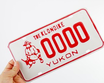 Vintage The Klondike SAMPLE #00000 1980s Yukon License Plate automobile Prospector Wall Hanging Plaque Garage license car dealer Canada