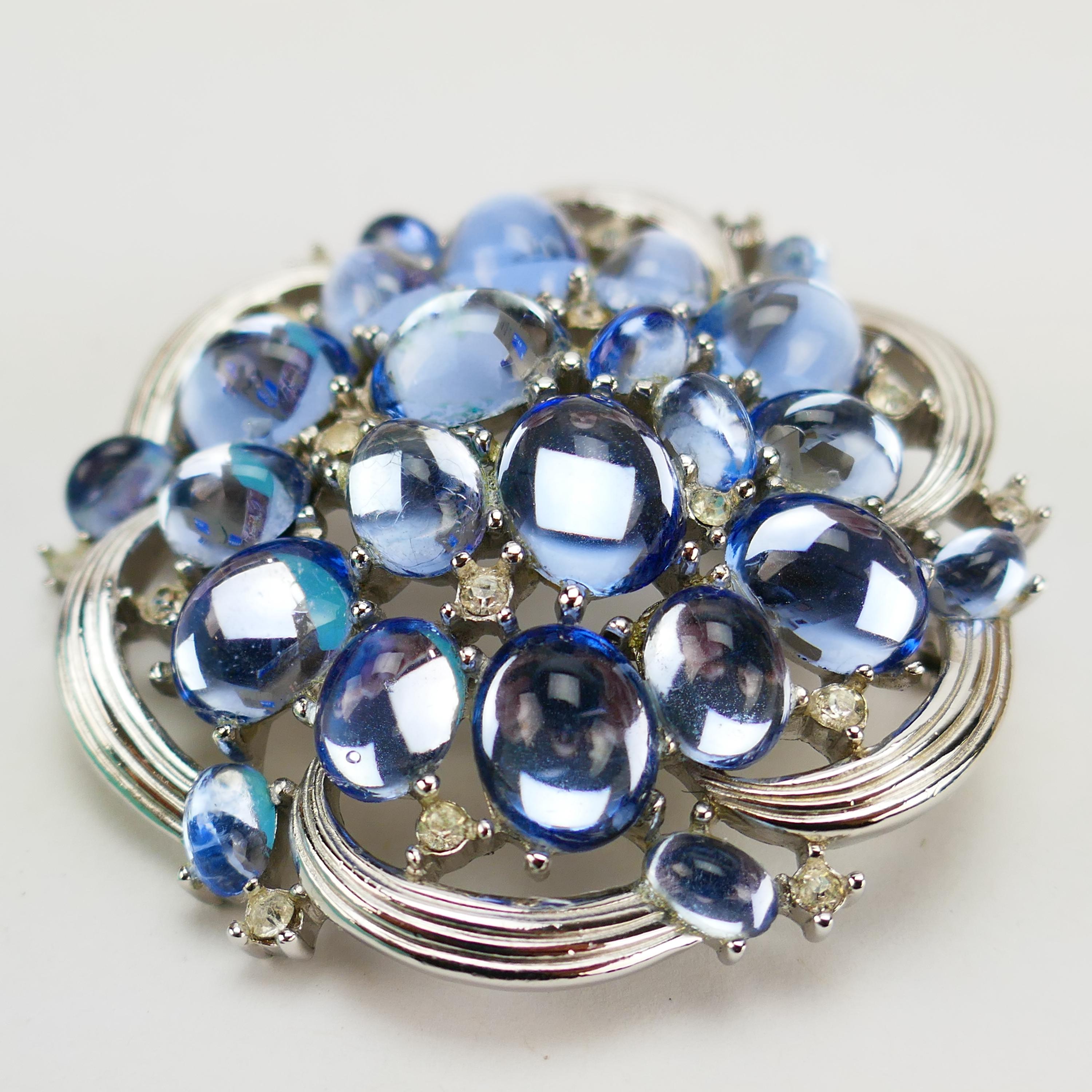 Vintage Trifari Brooch Blue Designer Costume Jewelry Silver Tone - Etsy