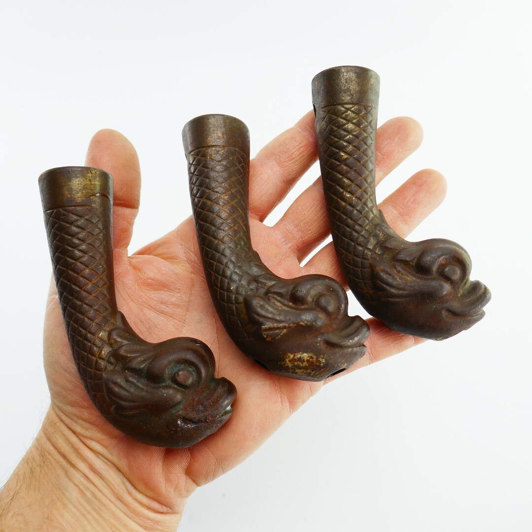 Antique Cast Iron Dragon Head / Fish Feet for Piano Stool or Stand Legs