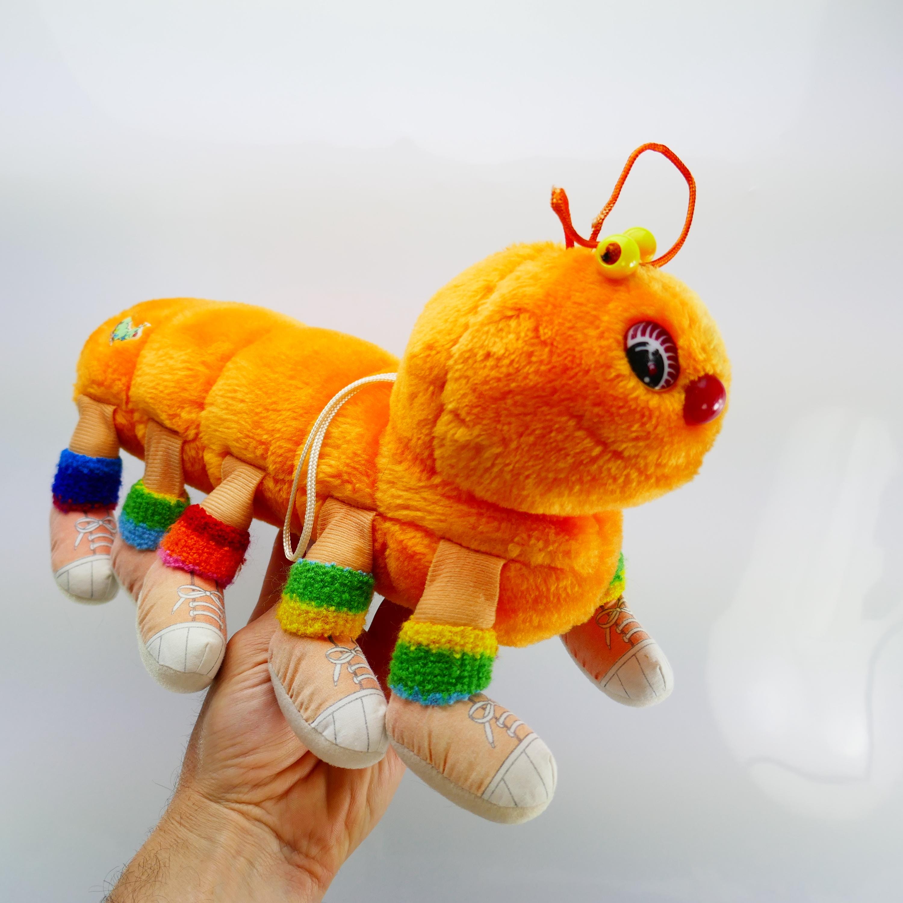 Vintage 80's Lots-a-lots-a-leggggggs Orange Caterpillar Plush