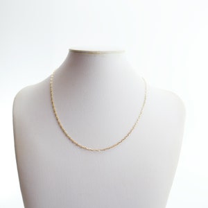 Paperclip style Chain Necklace 10k yellow Gold Vintage 16 inches 1mm minimalist delicate - Solid Gold - Fine Jewelry