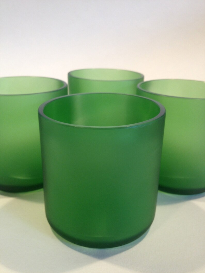 Download Frosted Green Glass cups made from Sake Bottles set of 4 ...