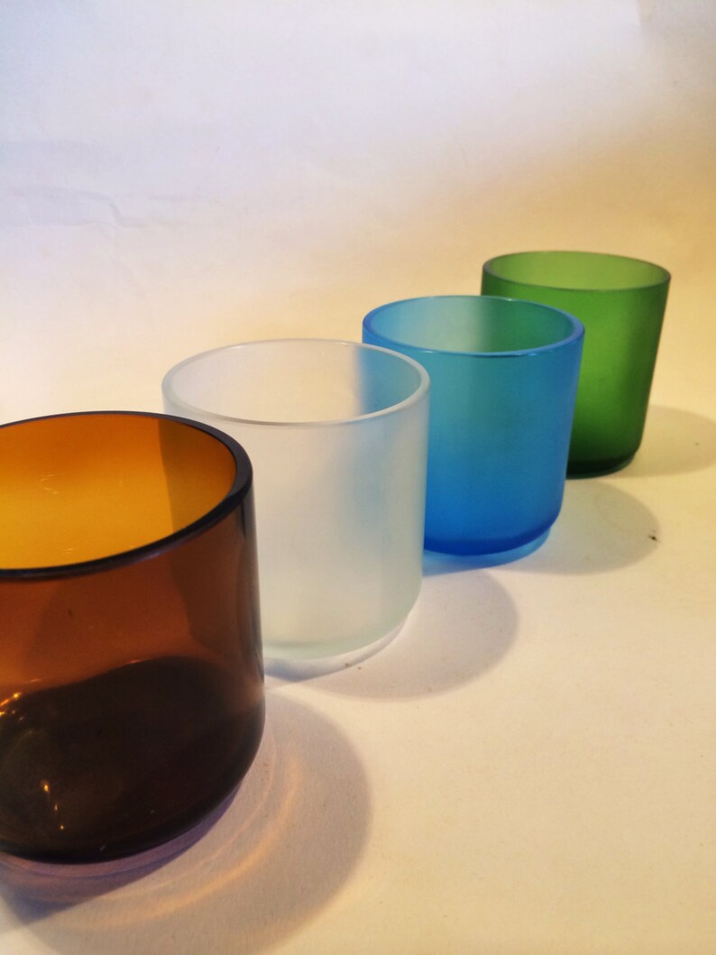 Frosted Green Glass Cups Made From Sake Bottles set of 4 Etsy