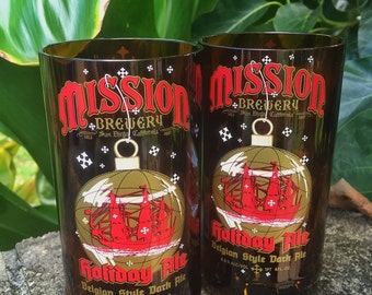 Mission Brewery Holiday Ale beer glass (set of 2)