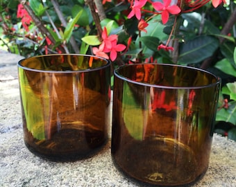 Brown Glass cups Japanese Sake Bottles (set of 2) glass candle holder