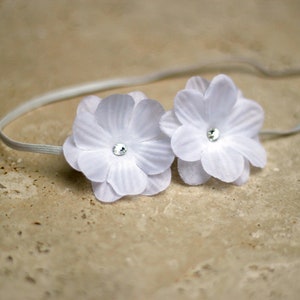 Niña niña de bautizo diadema, diadema de bautismo, diadema blanca del bebé, diadema de la flor, diadema del recién nacido, apoyo de la foto