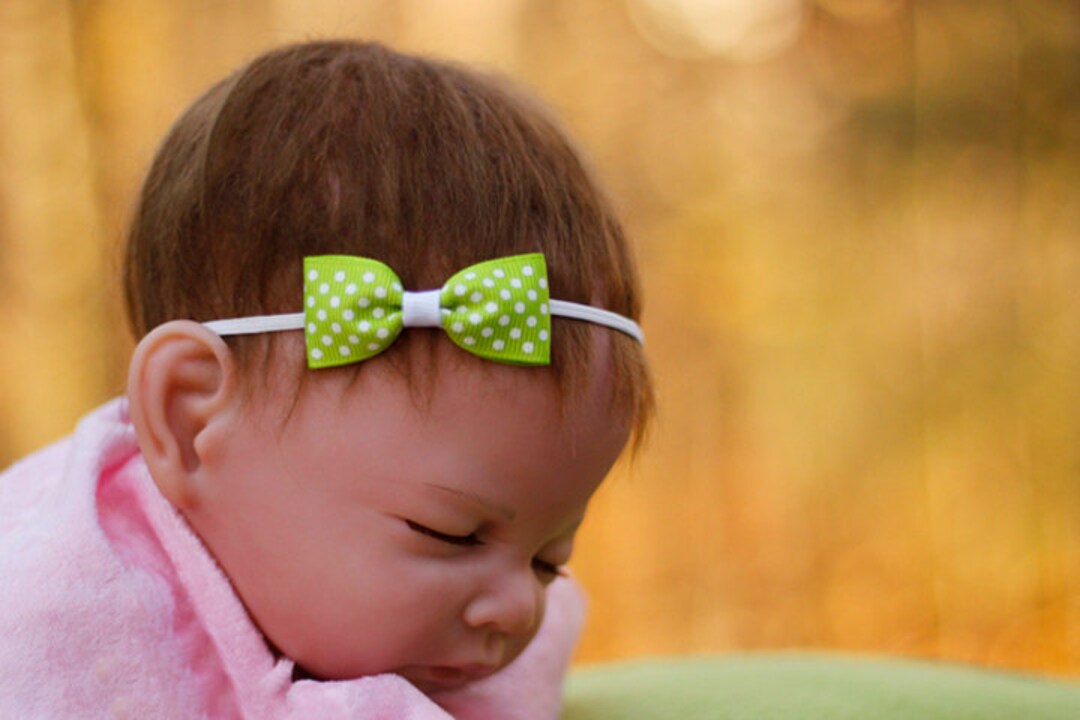 Green Baby Girl Headband Green Baby Headband Newborn Etsy