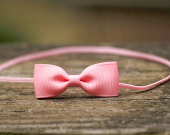 Pink Ribbon Bow Baby Headband, Infant Girl Hair Accessory