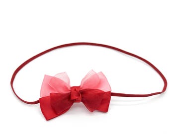 Fascia Per Capelli Con Fiocco Rosso Per Neonati - 0-6 Mesi, Materiale Morbido, Elastico, Design Carino