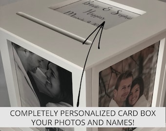 Wedding Card Box // Personalized with photos and names // Custom Wedding Card Boxes