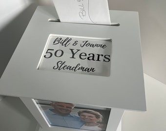 Personalized Anniversary Card Holder - Custom Party Decor for Him and Her