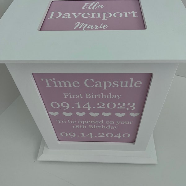 Capsule personnalisée pour bébé - cadeau 1er anniversaire et boîte à souvenirs//cadeau de nouveau-né//baptême//boîte à souvenirs