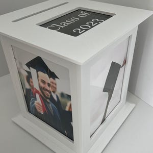 Graduation Card Box - Personalized Picture Frame Display & Card Holder in One