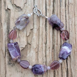 Pulseira de pepita de ametista 8&quot;