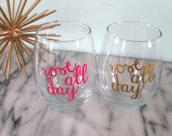 Rosé All Day Stemless Wine Glass | Birthday Gift | Christmas Gift