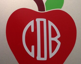 Teacher Apple Monogram Vinyl Decal | Choose Your Size | Teacher Gift