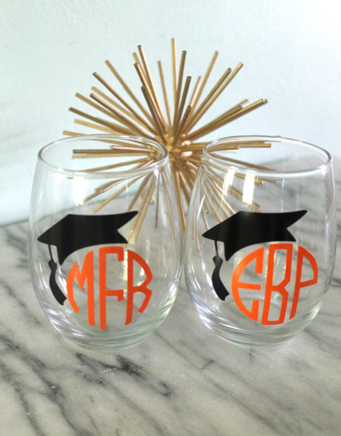 Monogram Graduation Stemless Wine Glass | Cheers to the Graduate ...