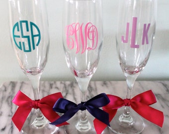 Monogrammed Champagne Glass | Personalized Gift | Birthday Gift | Bridal Shower Gift | Christmas Gift | Bridesmaid Gift | Bridal Shower Gift