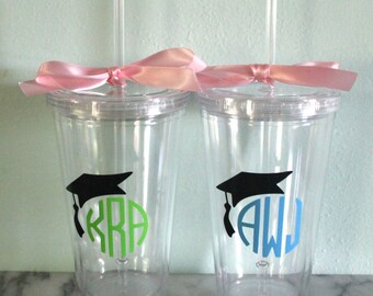 Monogram Graduate Acrylic Tumbler with Straw | Graduation Gift | College Graduation | High School Graduation