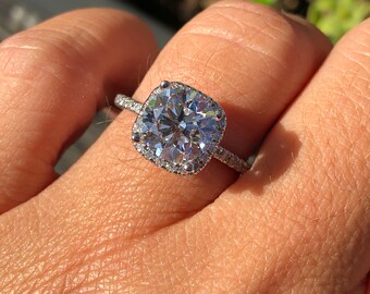 2.50 ct Halo ring white gold setting with 1.50 I vs1 round  GIA  center