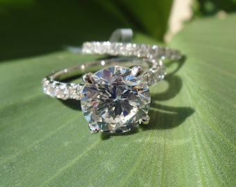 4.71 ct Diamond ring with Band 2.71 ct H vs1 center diamond triple - EX EX EX Stunning set
