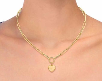 14Kt yellow gold link chain with heart